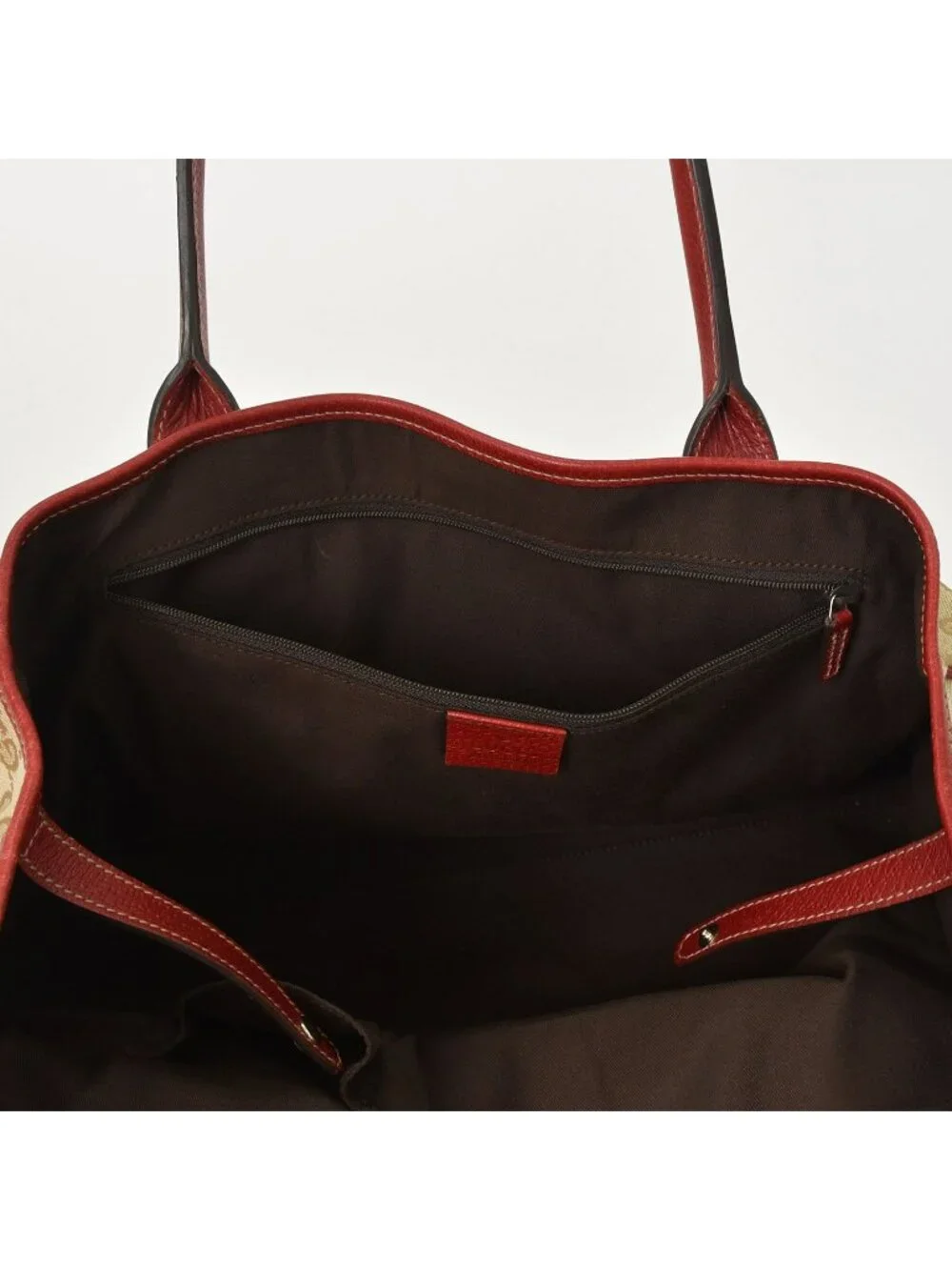Gucci Handbag GG Canvas Sherry Line Leather Beige